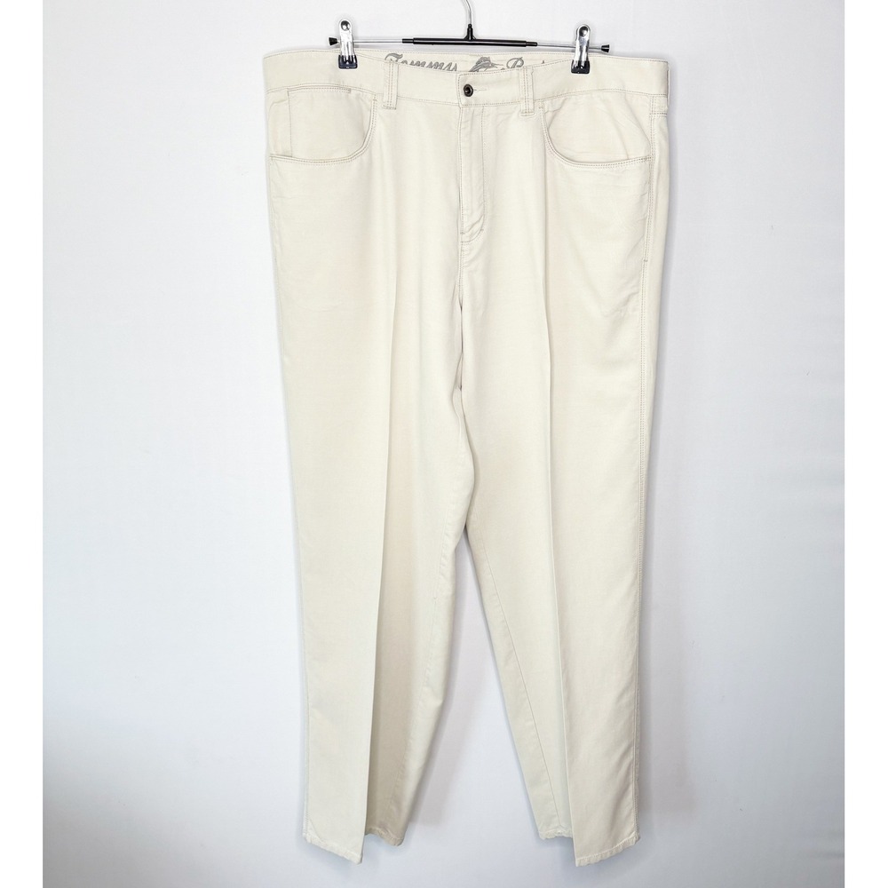 Tommy Bahama Mens 40x33 Cream Tencel Cotton Flat Front Chino Pants